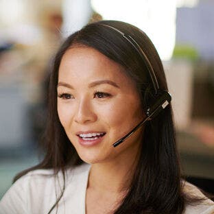 lady speaking using headsets