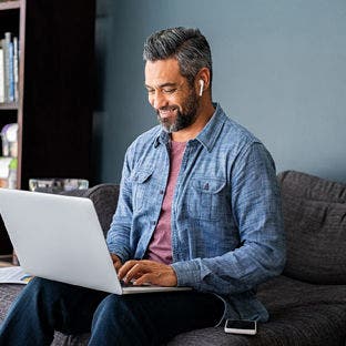 man working from home