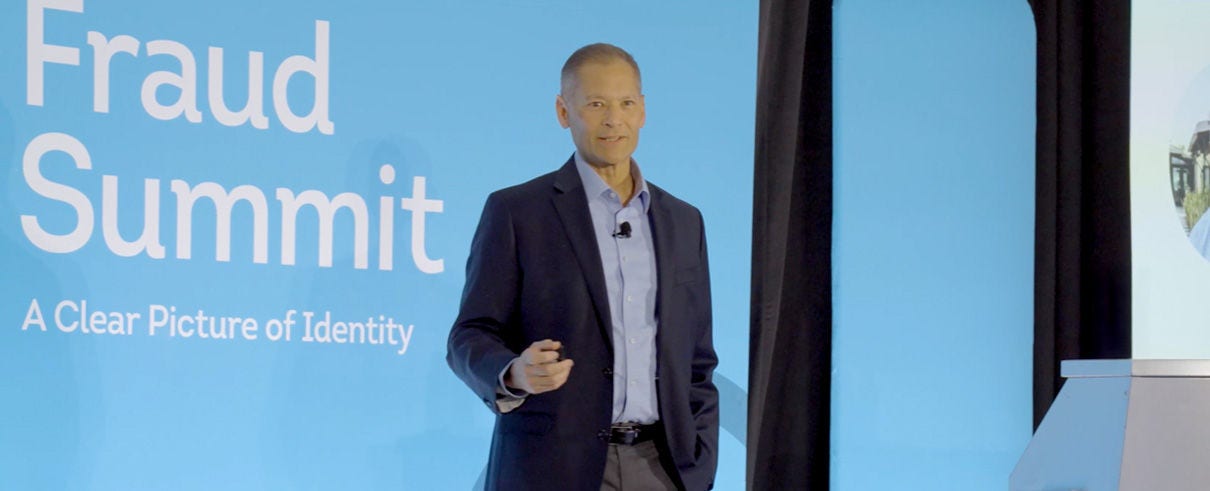 man (steve yin) presenting at fraud summit