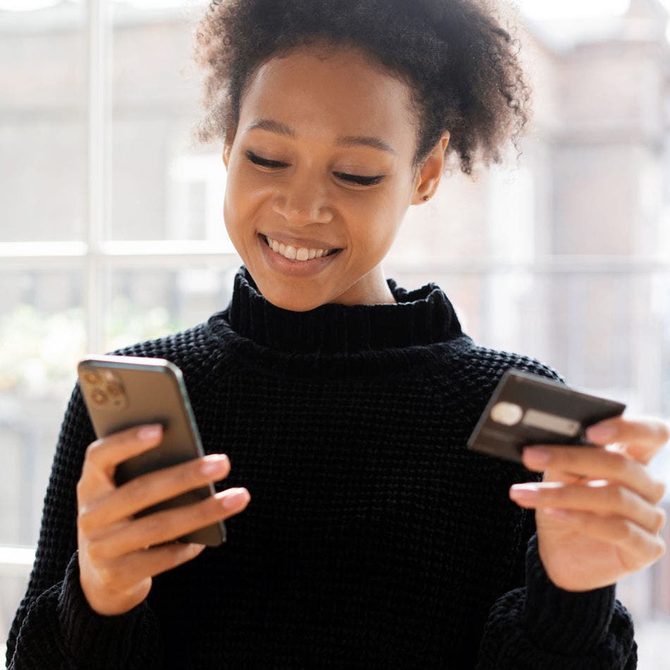 woman shopping on smartphone