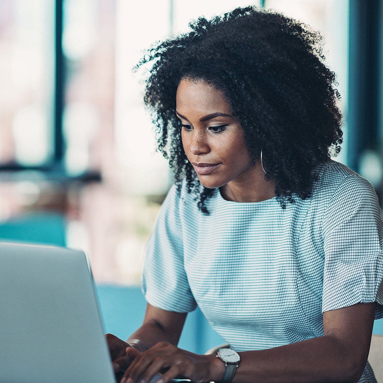 Woman using a laptop