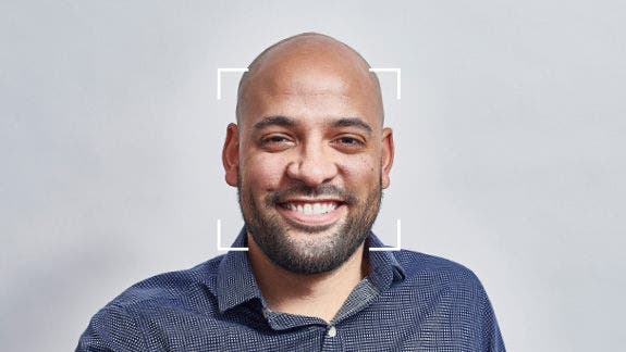 Man with facial recognition