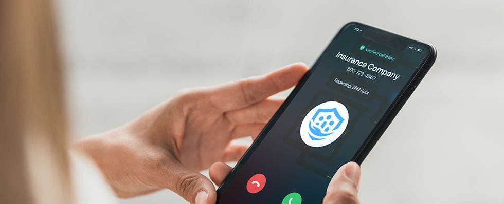 iphone showing incoming call from insurance company