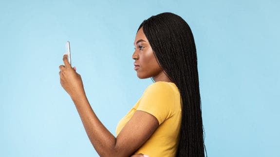 Woman looking at a mobile phone