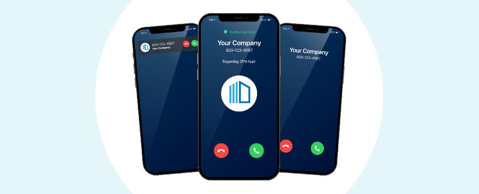 Three iphones side by side showing incoming calls