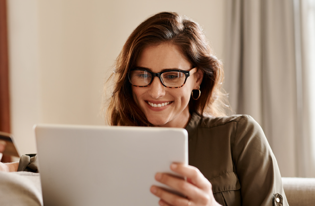 woman using tablet