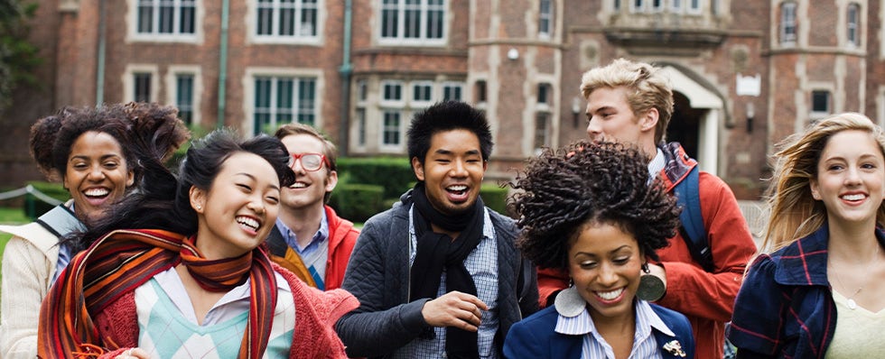 students walking out of school