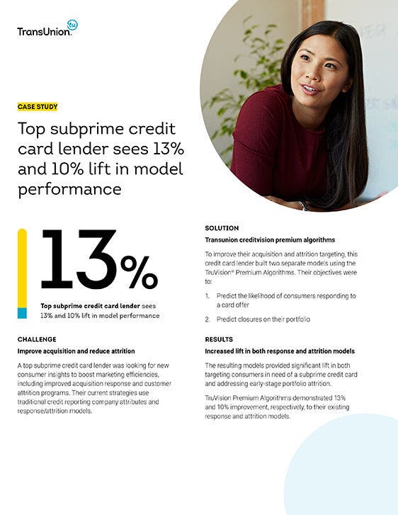 top subprime credit lender sees lift in model performance
