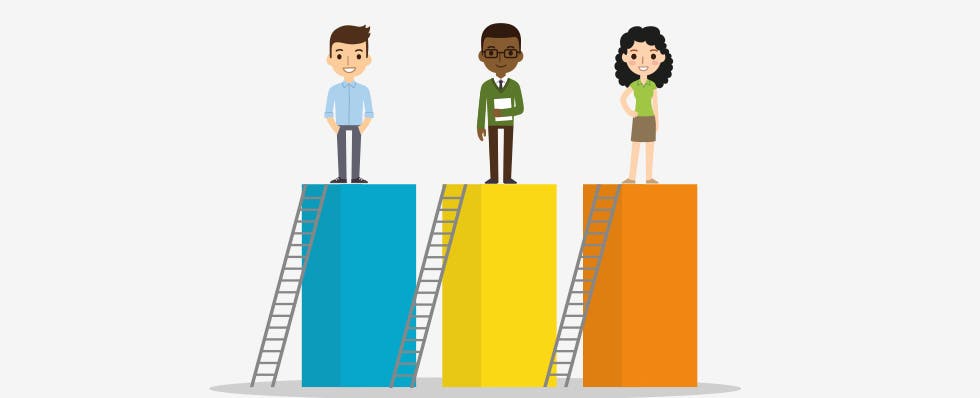 animated people standing on blocks