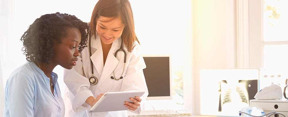 healthcare professionals with patients