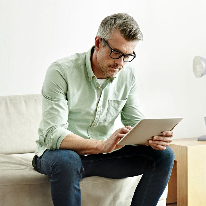 man using tablet