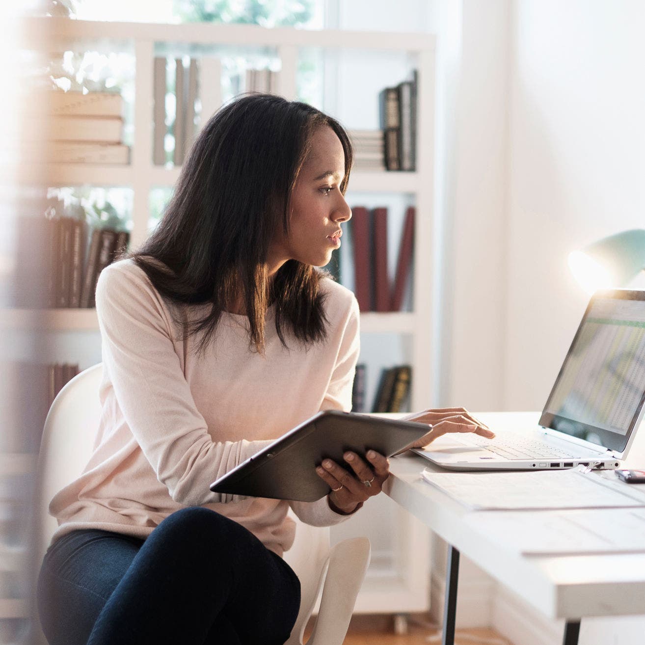 woman working in home office