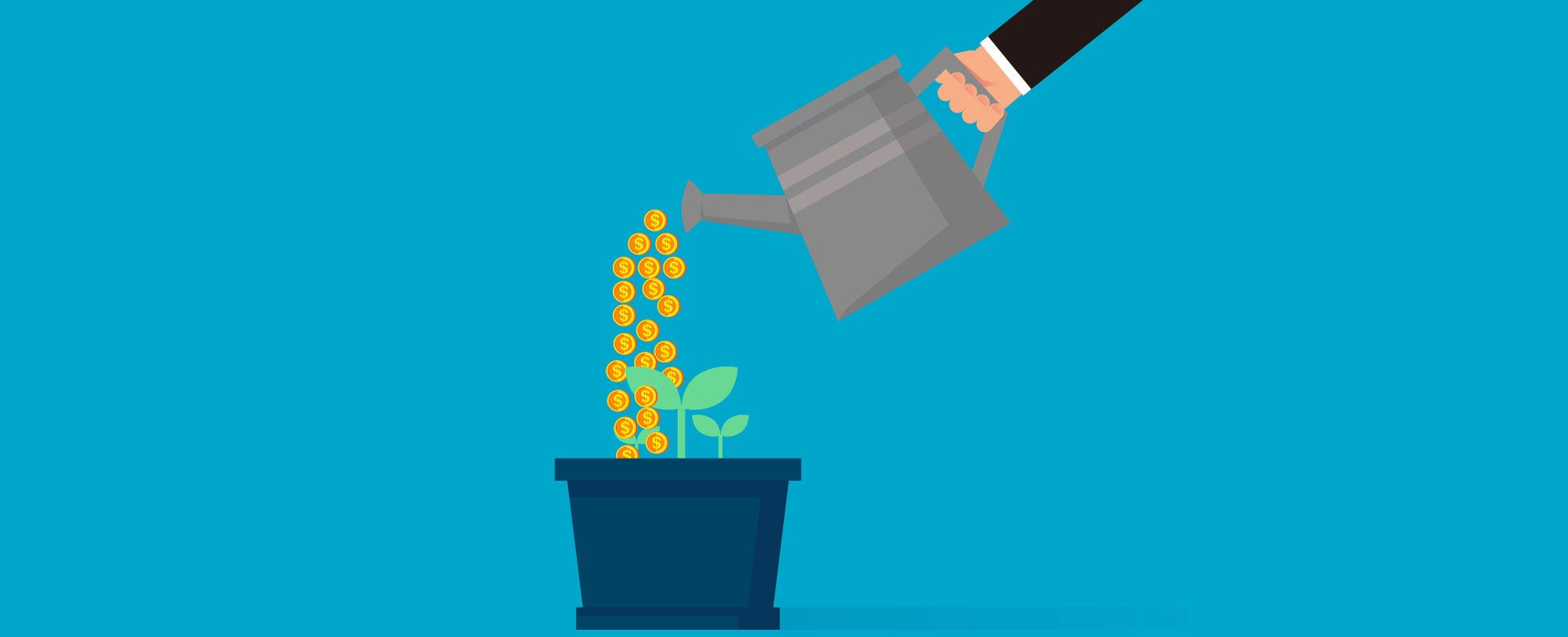 Vector image of plant being watered with coins