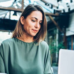 woman working on a laptop