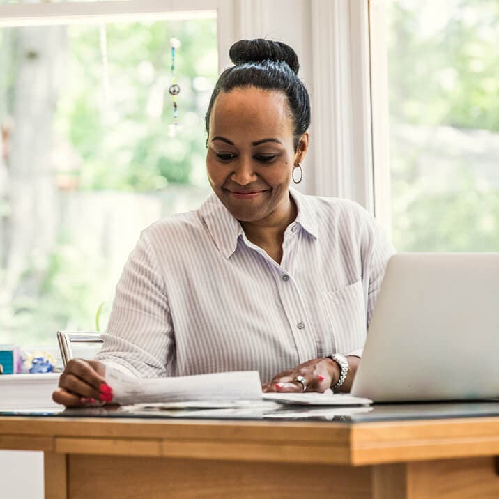 woman working in home office