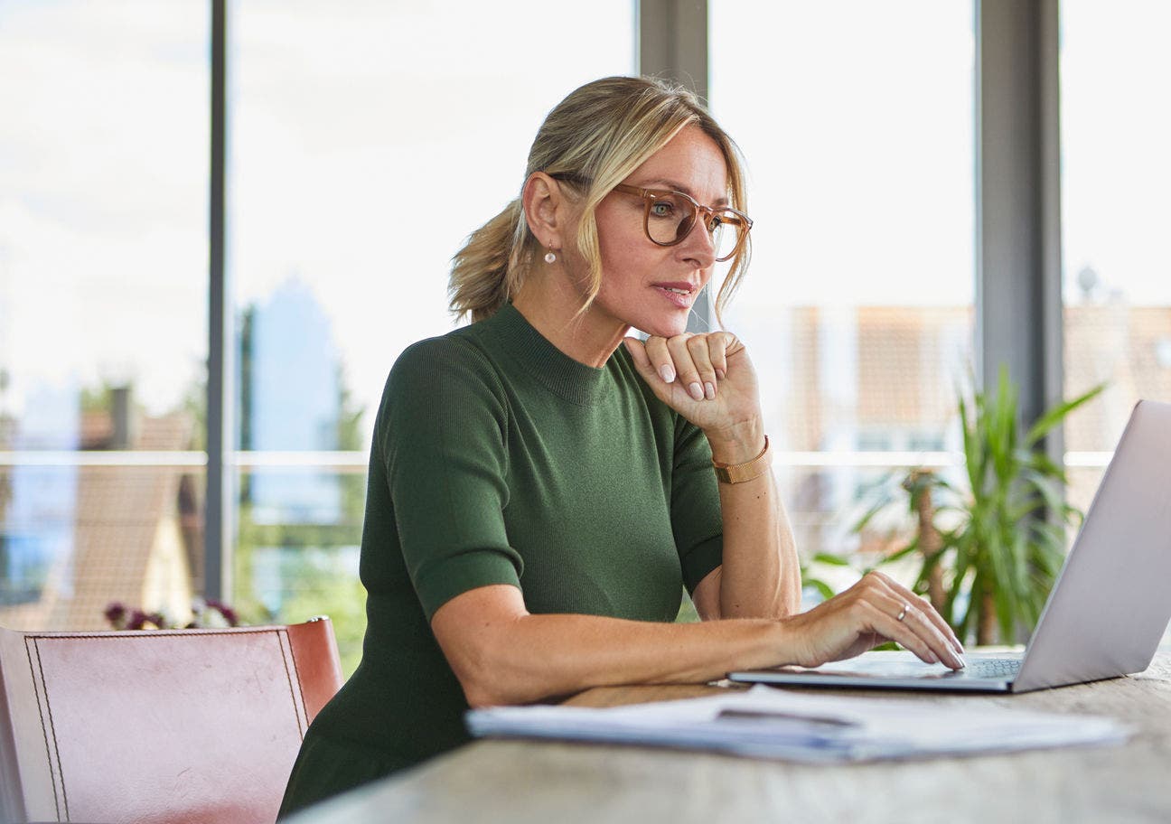 business woman using laptop