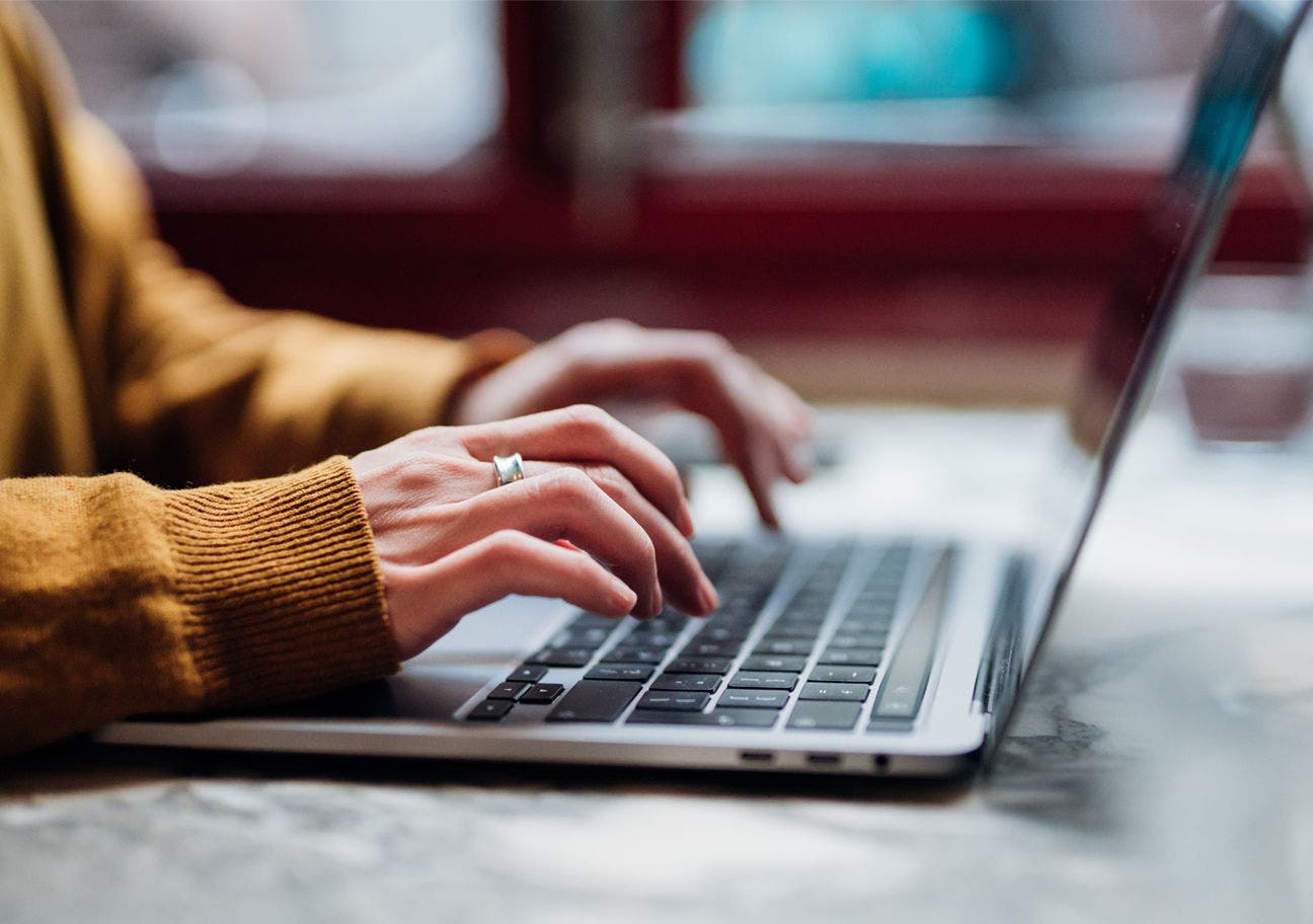 woman using laptop