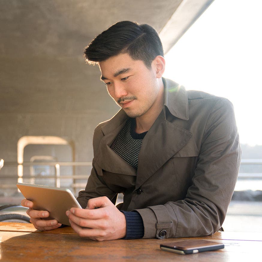 Business man using tablet