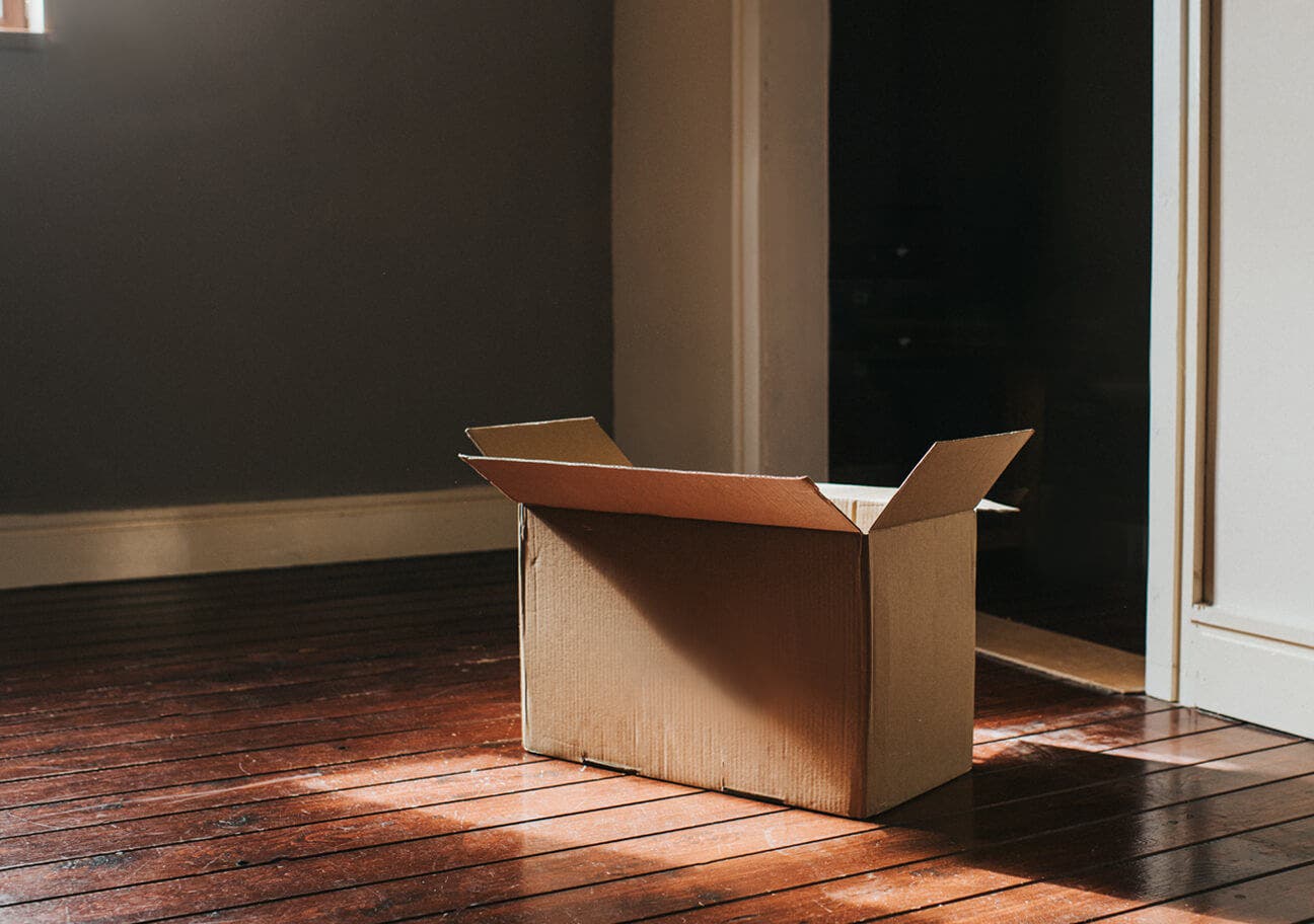 empty moving box on floor