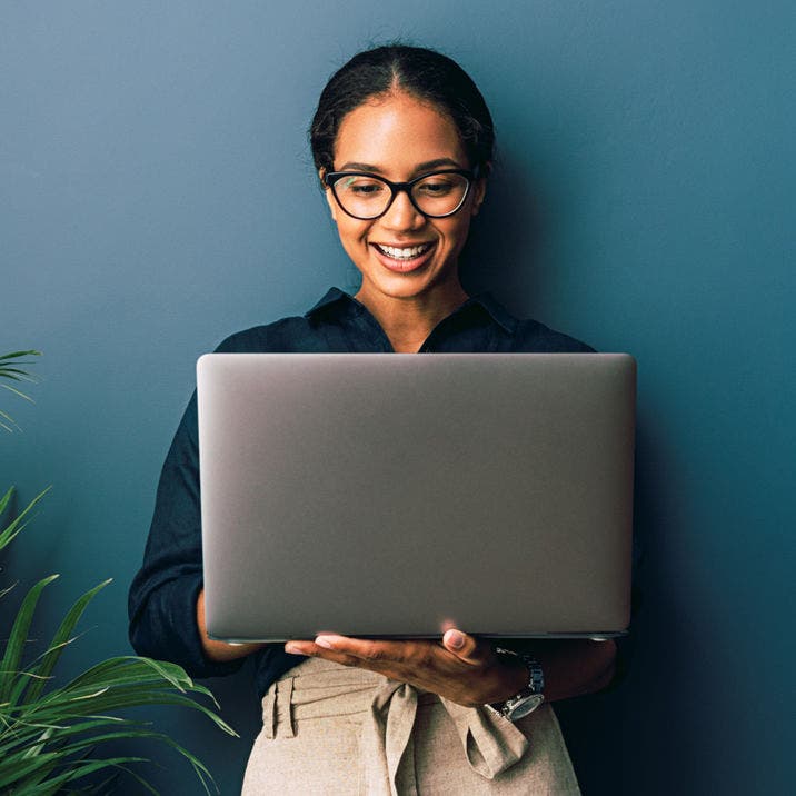 woman using laptop