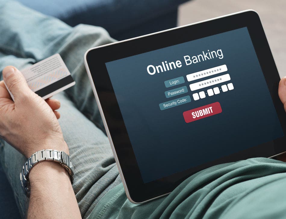 online banking on tablet