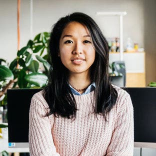 smiling woman in office