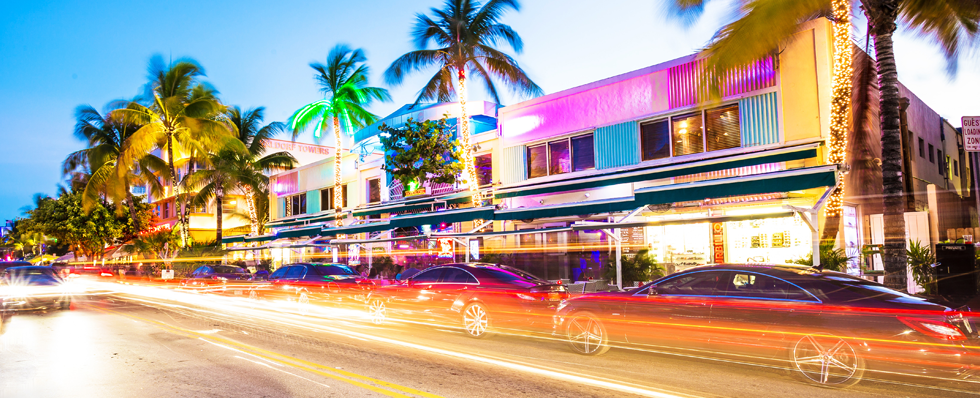 Cars driving in Miami.