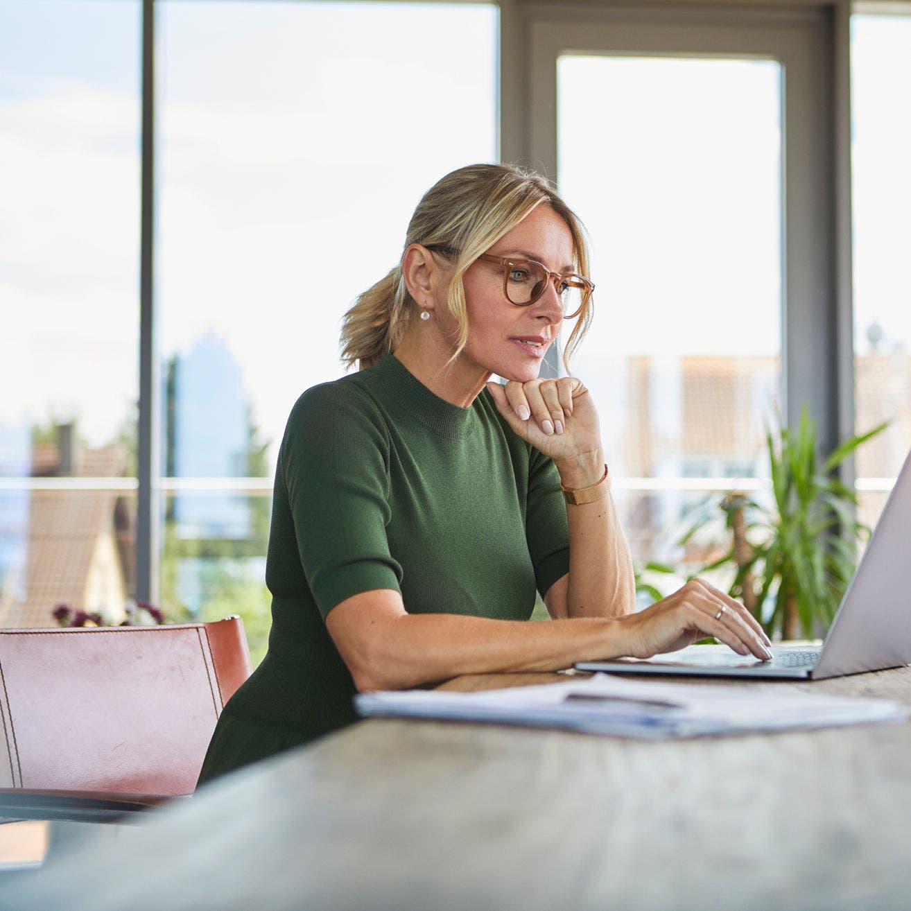 business woman using laptop