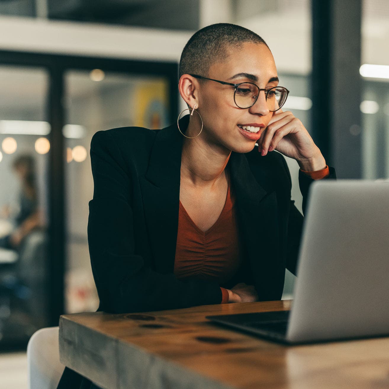 business woman using laptop
