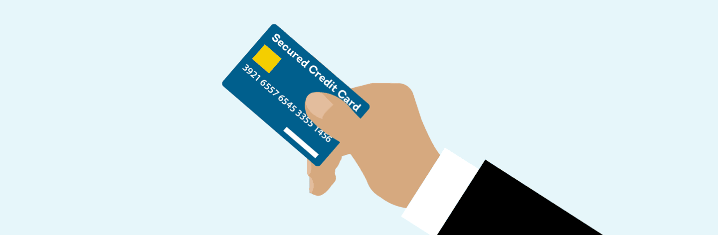 Infographic explaining that a secured credit card typically requires a cash deposit that becomes the card’s credit limit