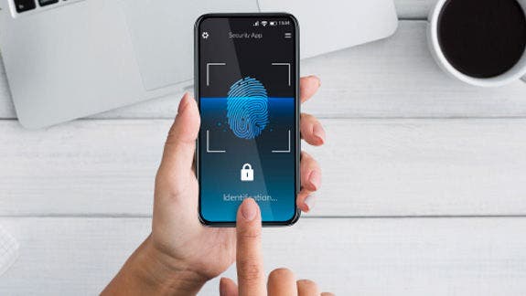 Fingerprint scan on mobile phone