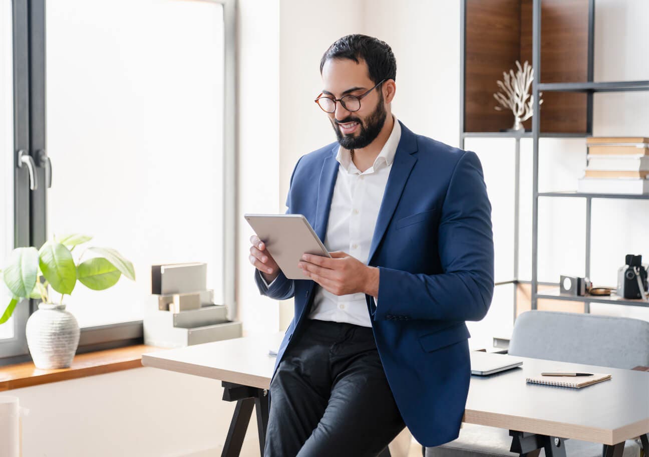 business man using tablet in officc