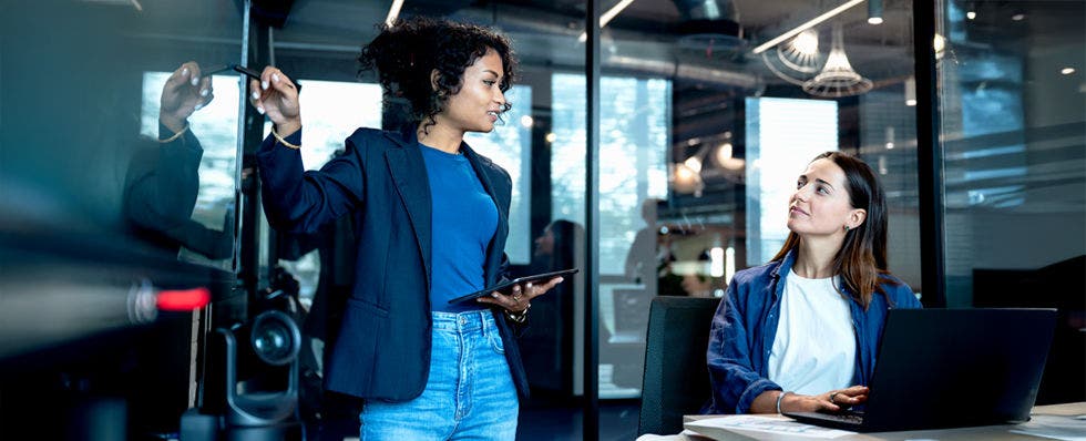two women office setting