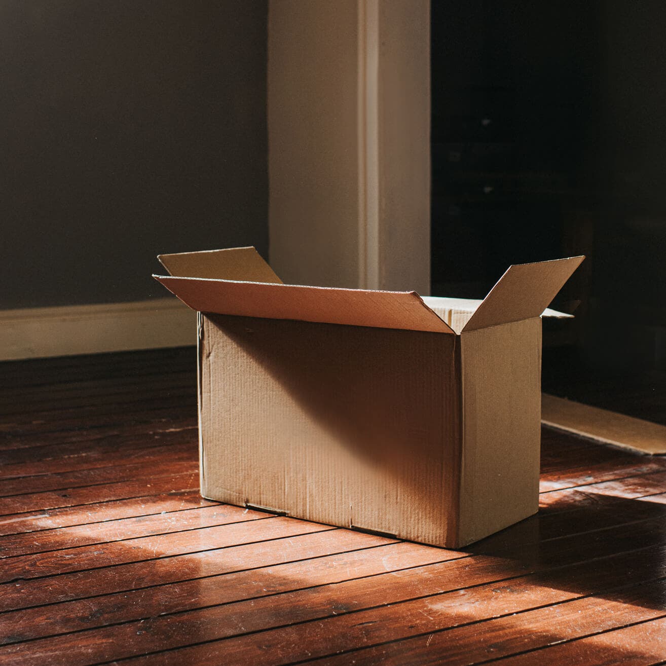 empty moving box on floor