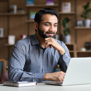 man on computer