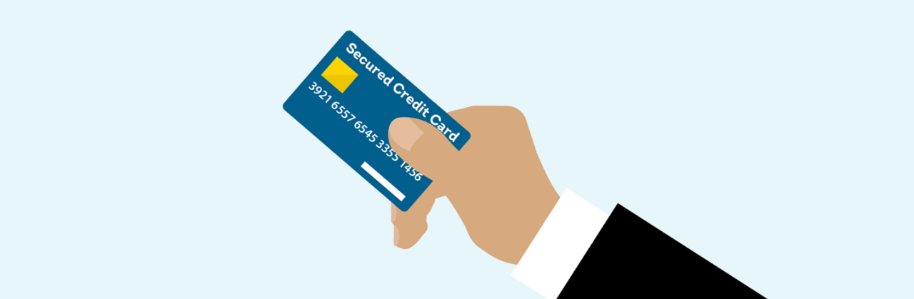 Infographic explaining that a secured credit card typically requires a cash deposit that becomes the card’s credit limit
