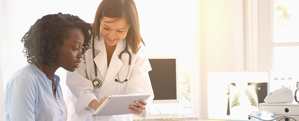 healthcare professionals with patients