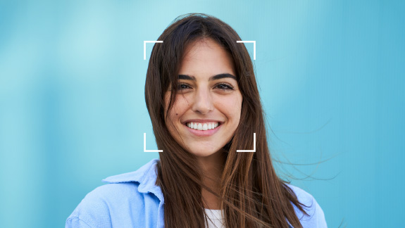 Woman with identity frame