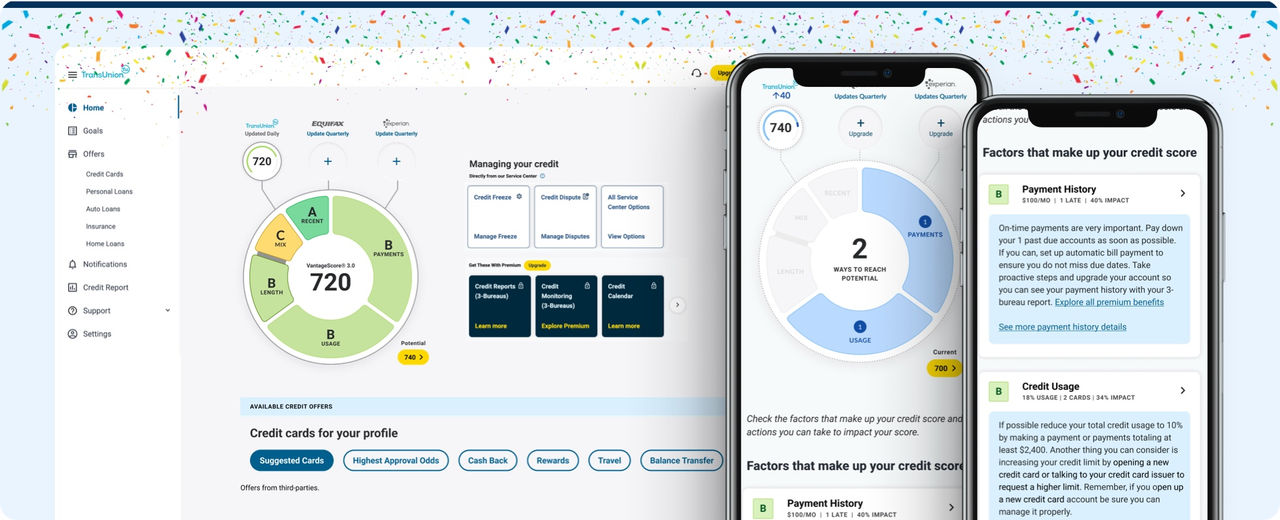 Screenshots of new product interface on desktop and mobile phone