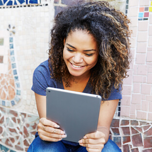 woman using tablet