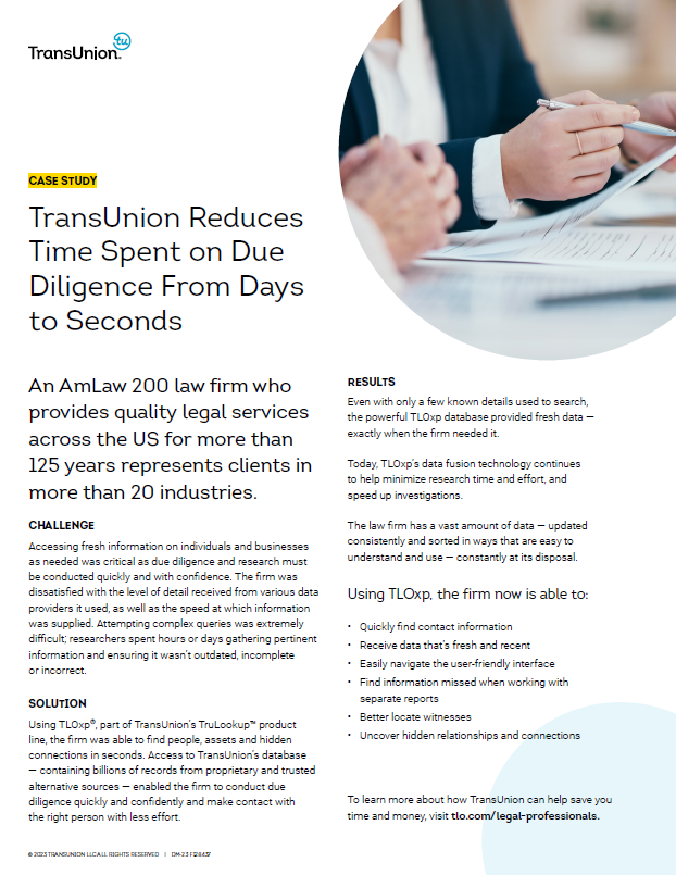 TransUnion Reduces Time Spent on Due Diligence From Days to Seconds cover image