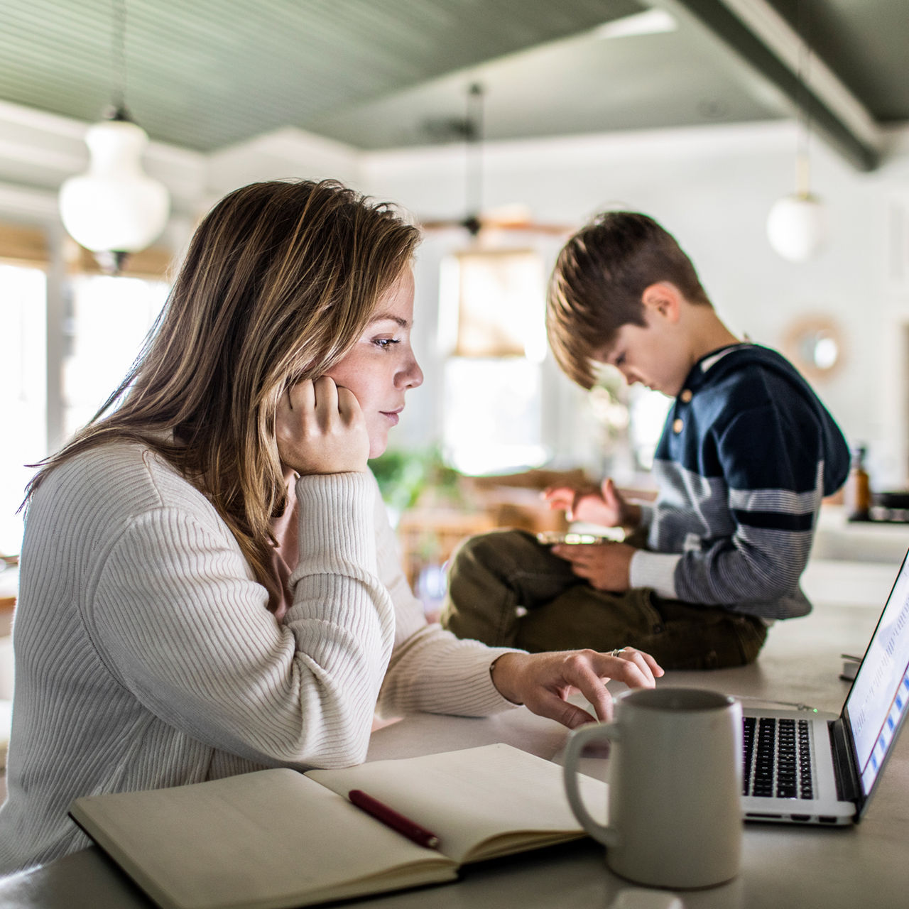 woman working from home on laptop