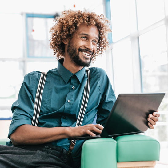 man using laptop