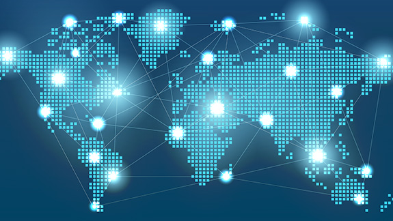 World map network connections
